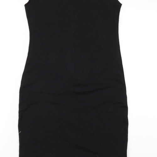 Zara Womens Black Polyester Bodycon Size M Scoop Neck Pullover