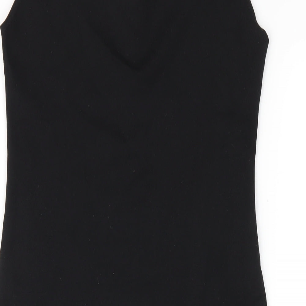 Zara Womens Black Polyester Bodycon Size M Scoop Neck Pullover