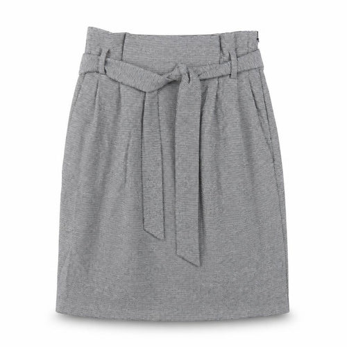 H&M Womens Grey Polyester A-Line Skirt Size 8 Zip - Paperbag Waist