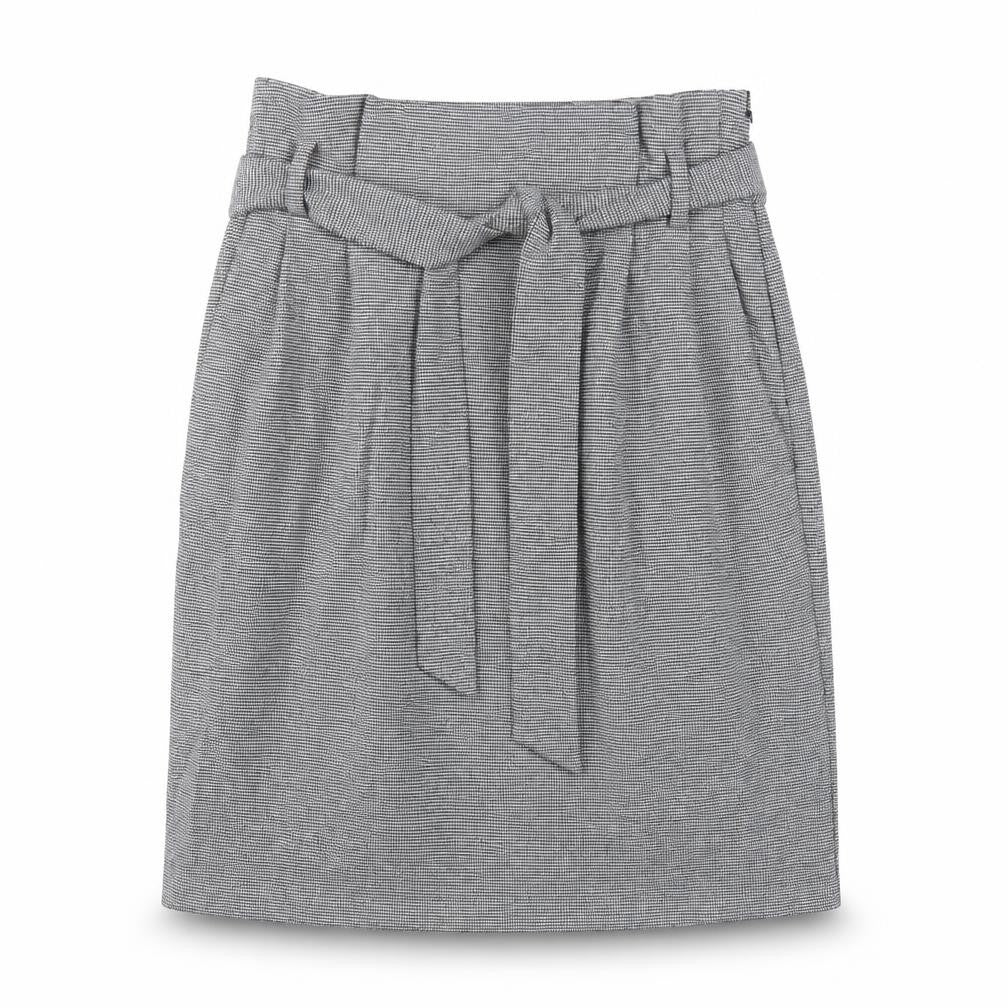 H&M Womens Grey Polyester A-Line Skirt Size 8 Zip - Paperbag Waist