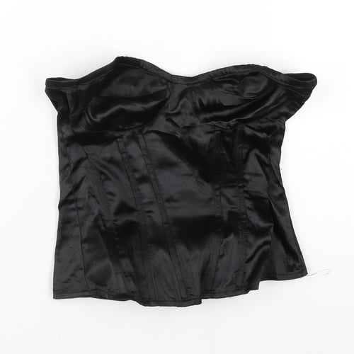 PRETTYLITTLETHING Womens Black Polyester Basic T-Shirt Size 6 Sweetheart - Corset