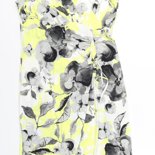 M&Co Womens Multicoloured Floral Polyester A-Line Size 12 V-Neck Pullover