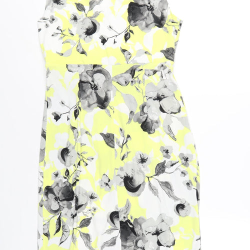 M&Co Womens Multicoloured Floral Polyester A-Line Size 12 V-Neck Pullover