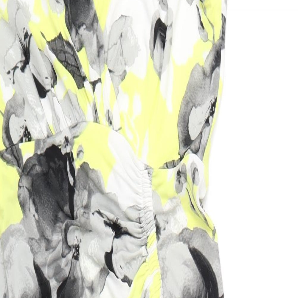 M&Co Womens Multicoloured Floral Polyester A-Line Size 12 V-Neck Pullover