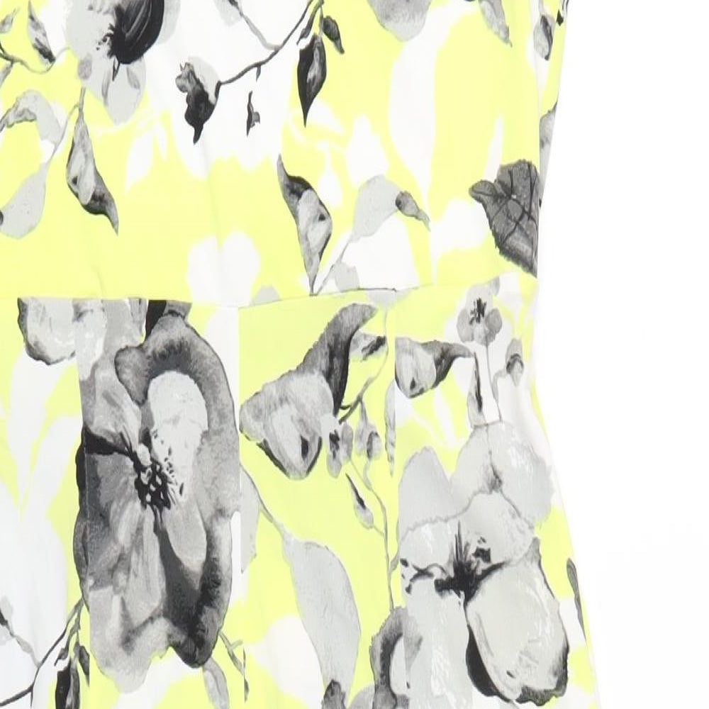 M&Co Womens Multicoloured Floral Polyester A-Line Size 12 V-Neck Pullover