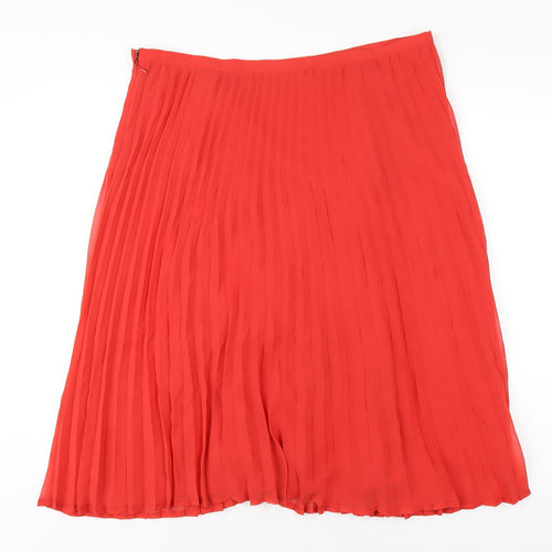 Together Womens Red Polyester Pleated Skirt Size 16 Zip
