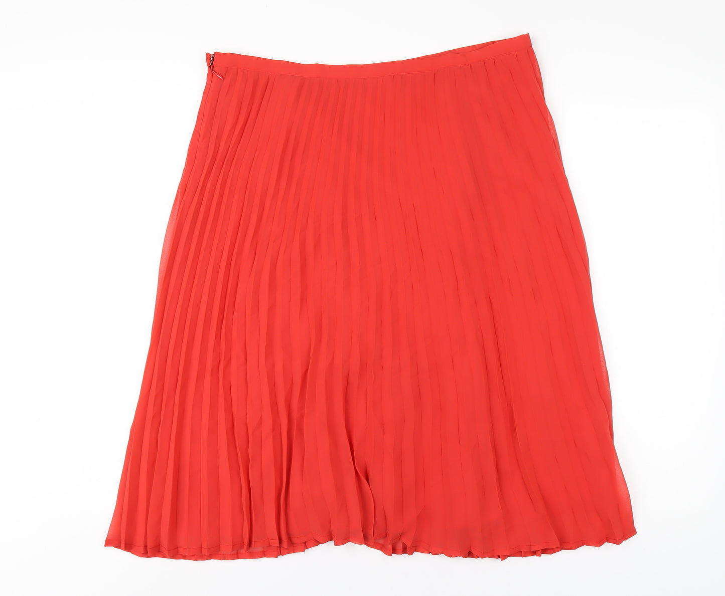 Together Womens Red Polyester Pleated Skirt Size 16 Zip