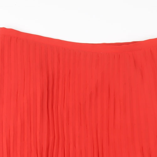 Together Womens Red Polyester Pleated Skirt Size 16 Zip