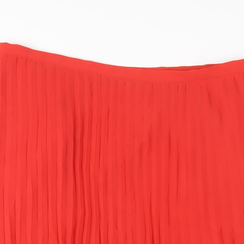 Together Womens Red Polyester Pleated Skirt Size 16 Zip