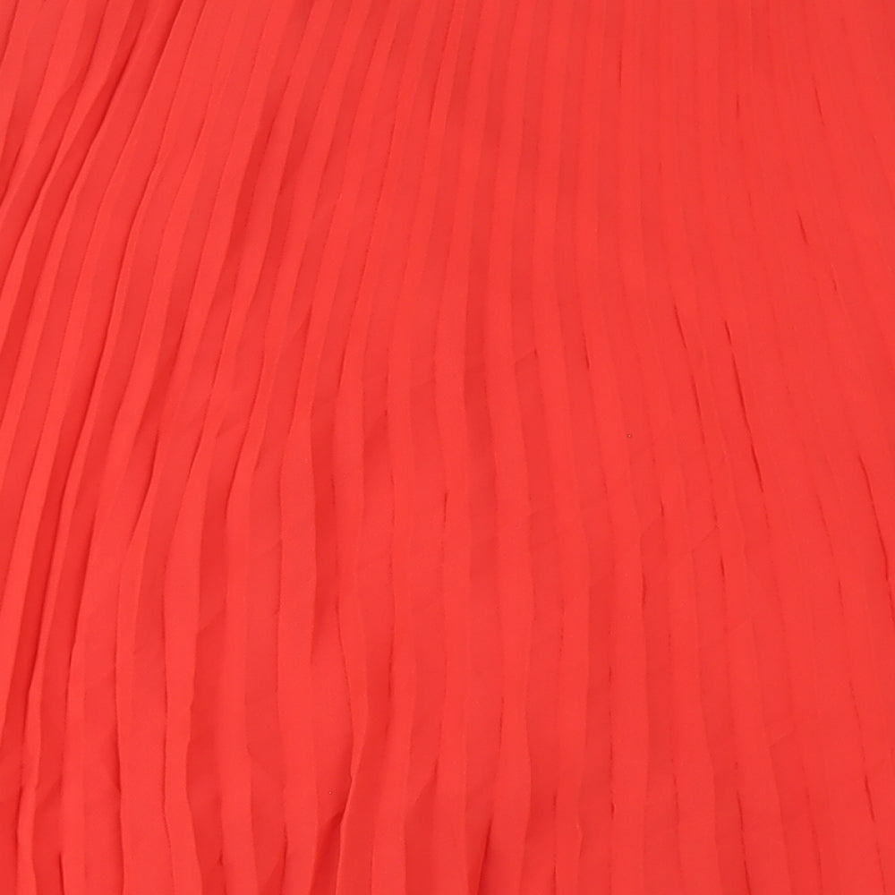 Together Womens Red Polyester Pleated Skirt Size 16 Zip