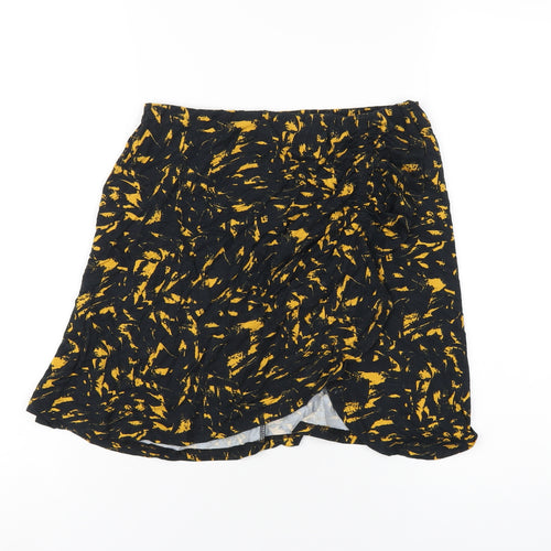 ASOS Womens Black Geometric Viscose A-Line Skirt Size 10