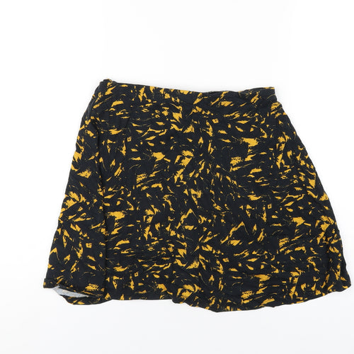 ASOS Womens Black Geometric Viscose A-Line Skirt Size 10