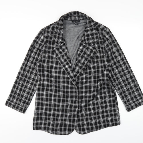 New Look Womens Black Plaid Jacket Blazer Size 12