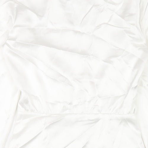 Zara Womens White Polyester Bodycon Size XS V-Neck Zip