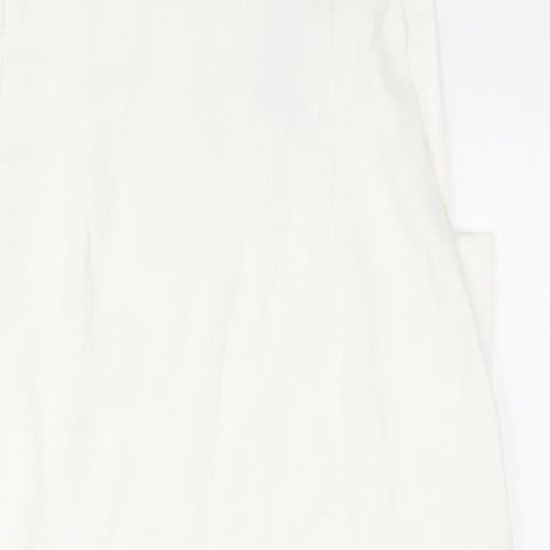 Zara Womens White Polyester A-Line Size S Round Neck Button
