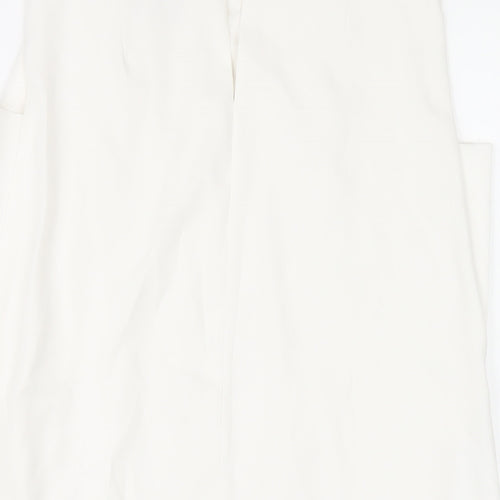 Zara Womens White Polyester A-Line Size S Round Neck Button