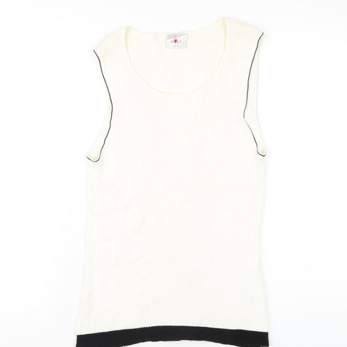 NEXT Womens Ivory Cotton Basic Tank Size 16 Scoop Neck
