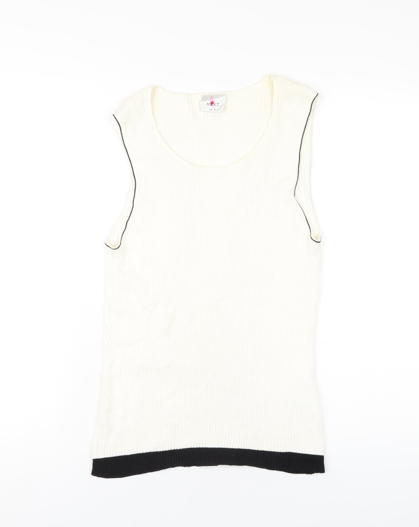 NEXT Womens Ivory Cotton Basic Tank Size 16 Scoop Neck