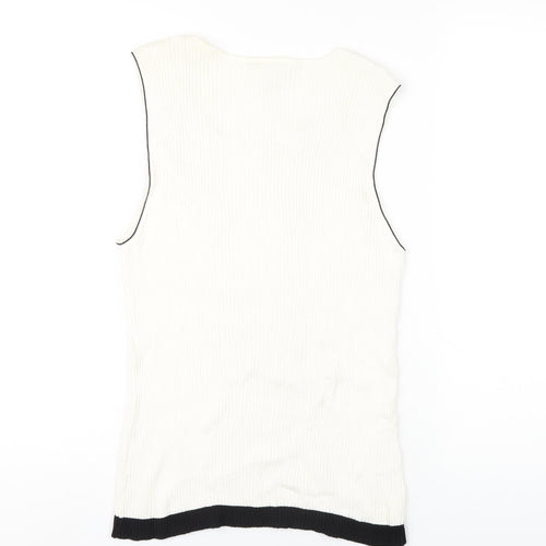 NEXT Womens Ivory Cotton Basic Tank Size 16 Scoop Neck
