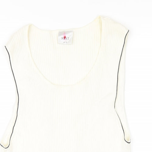NEXT Womens Ivory Cotton Basic Tank Size 16 Scoop Neck