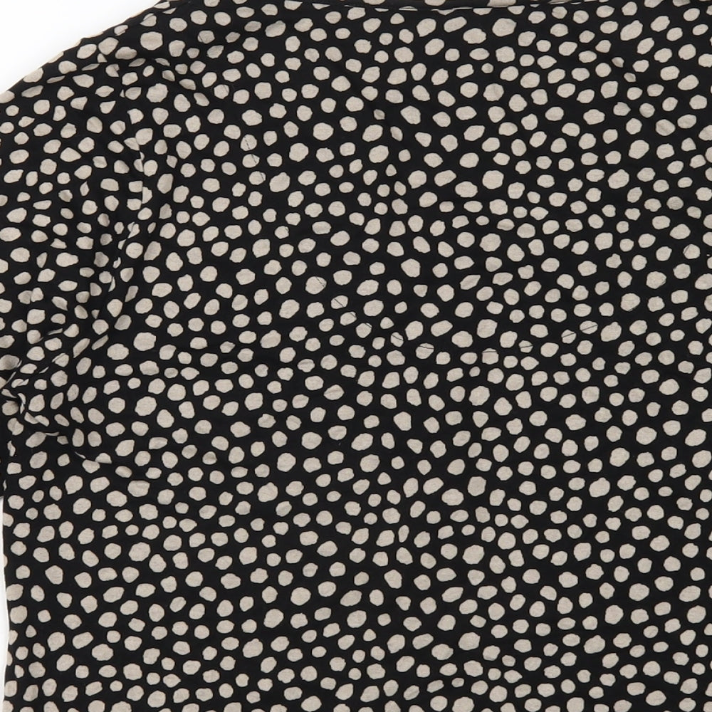 Marks and Spencer Womens Black Polka Dot Viscose Basic T-Shirt Size 14 V-Neck