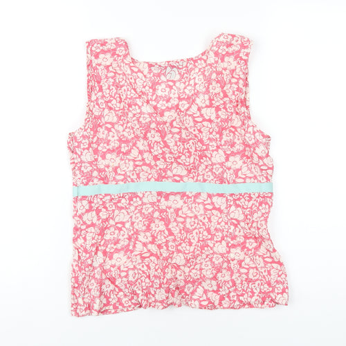 Boden Womens Pink Geometric Cotton Basic Tank Size 12 Scoop Neck