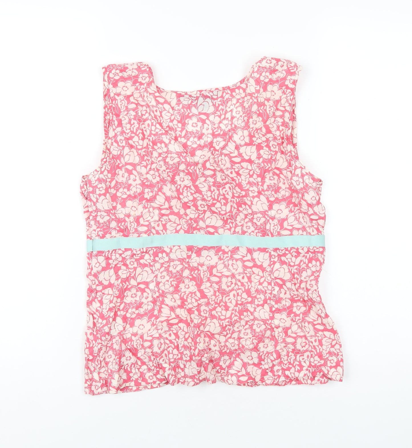 Boden Womens Pink Geometric Cotton Basic Tank Size 12 Scoop Neck