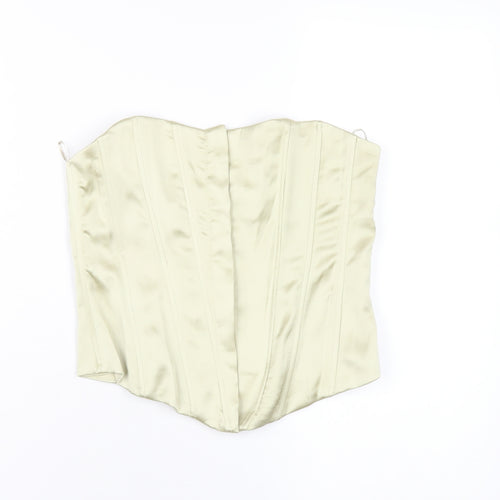 Zara Womens Green Polyester Basic T-Shirt Size S Square Neck - Corset