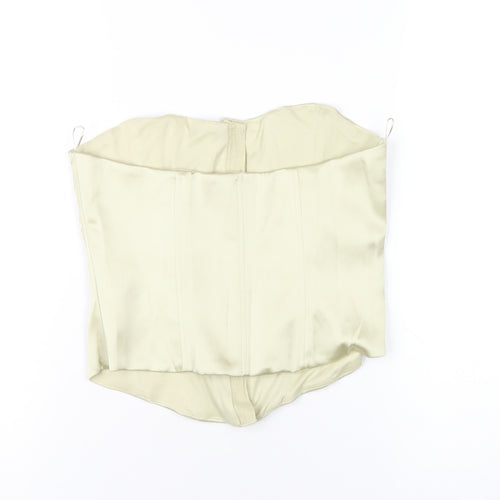 Zara Womens Green Polyester Basic T-Shirt Size S Square Neck - Corset