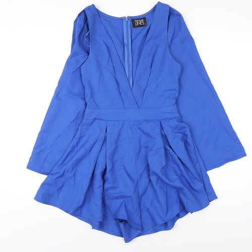 Parallel Lines Womens Blue Polyester Playsuit One-Piece Size XS Zip