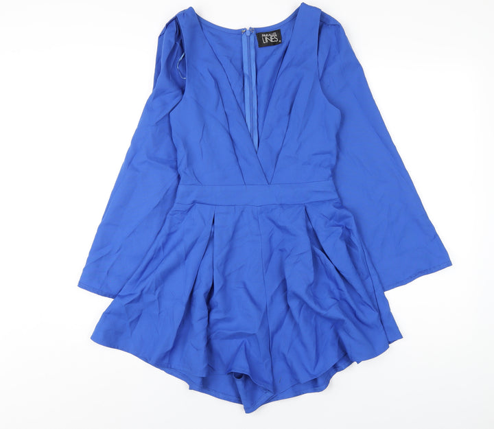 Parallel Lines Womens Blue Polyester Playsuit One-Piece Size XS Zip