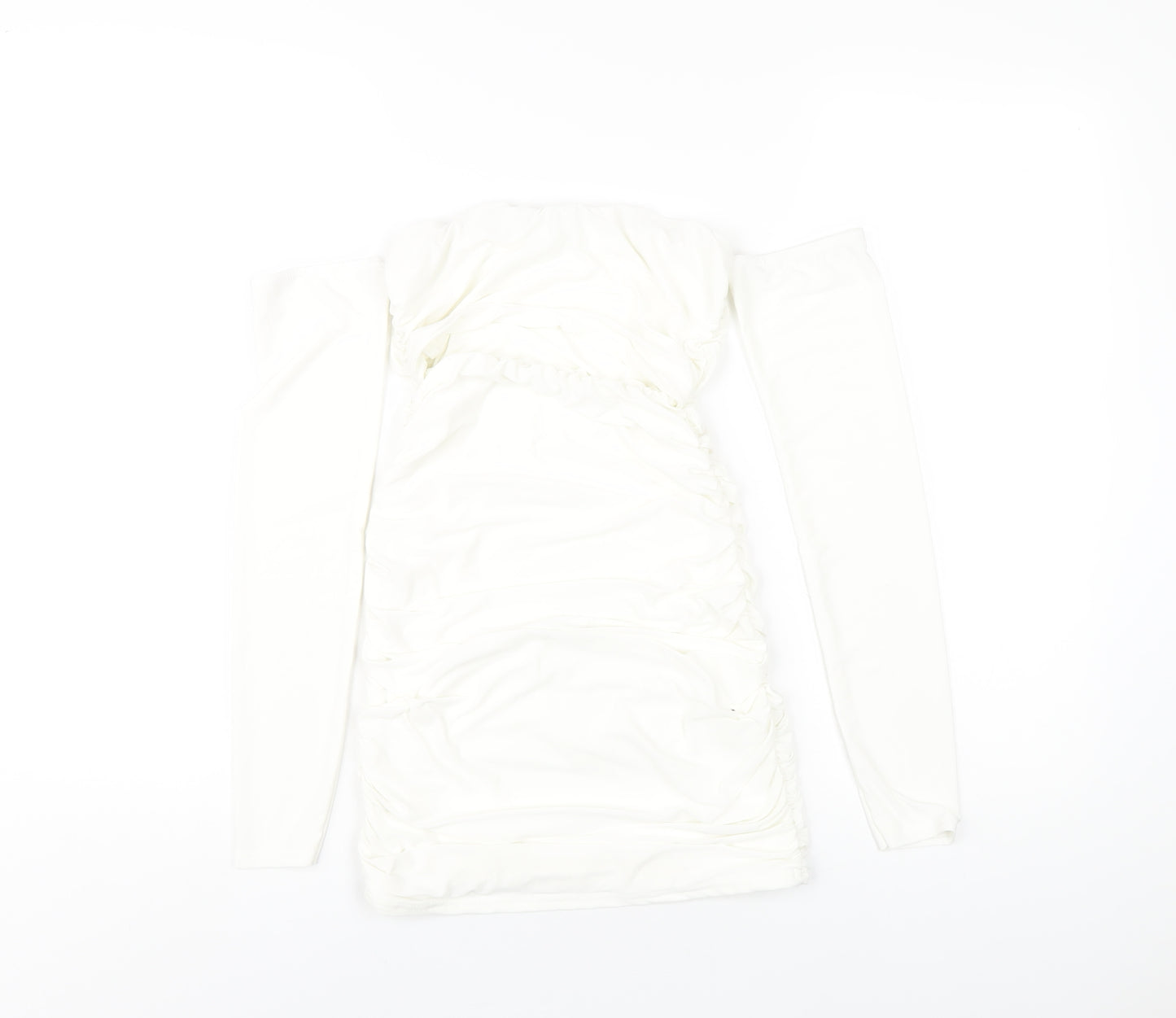 Femme Luxe Womens White Polyester Bodycon Size 6 Off the Shoulder Pullover