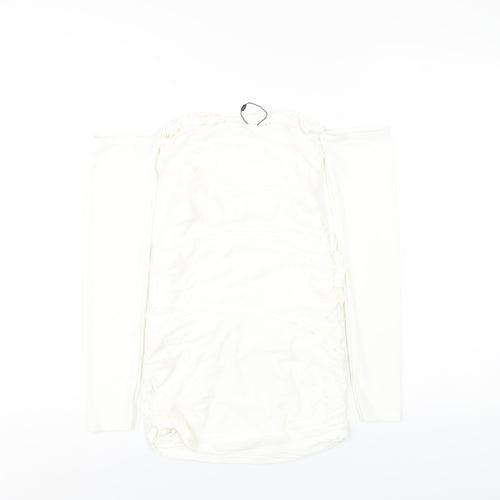 Femme Luxe Womens White Polyester Bodycon Size 6 Off the Shoulder Pullover