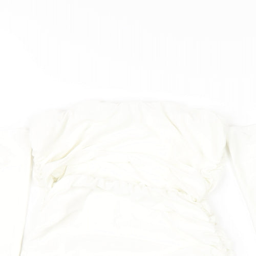Femme Luxe Womens White Polyester Bodycon Size 6 Off the Shoulder Pullover