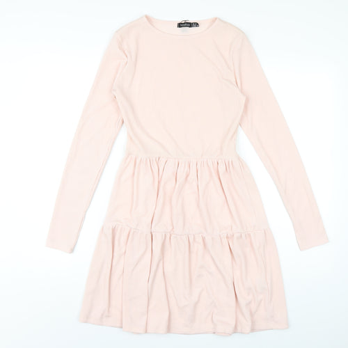 Boohoo Womens Pink Polyester A-Line Size 10 Round Neck Pullover