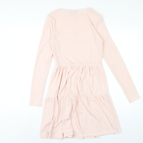 Boohoo Womens Pink Polyester A-Line Size 10 Round Neck Pullover