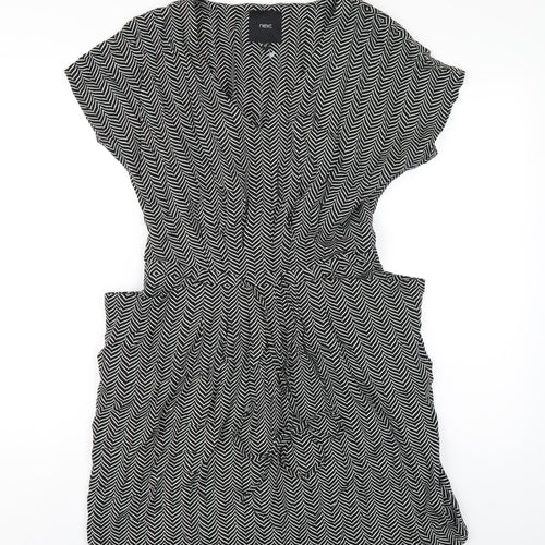 NEXT Womens Black Chevron Viscose A-Line Size 12 V-Neck Pullover