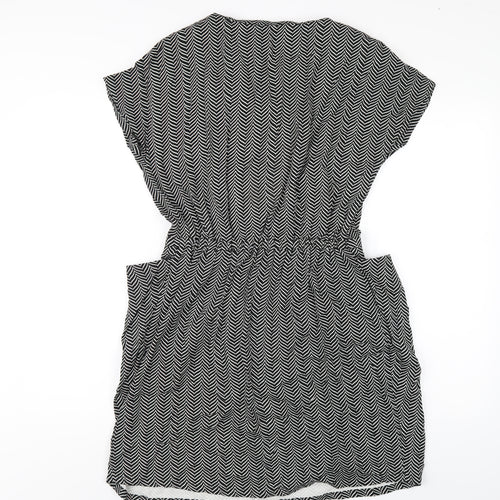 NEXT Womens Black Chevron Viscose A-Line Size 12 V-Neck Pullover