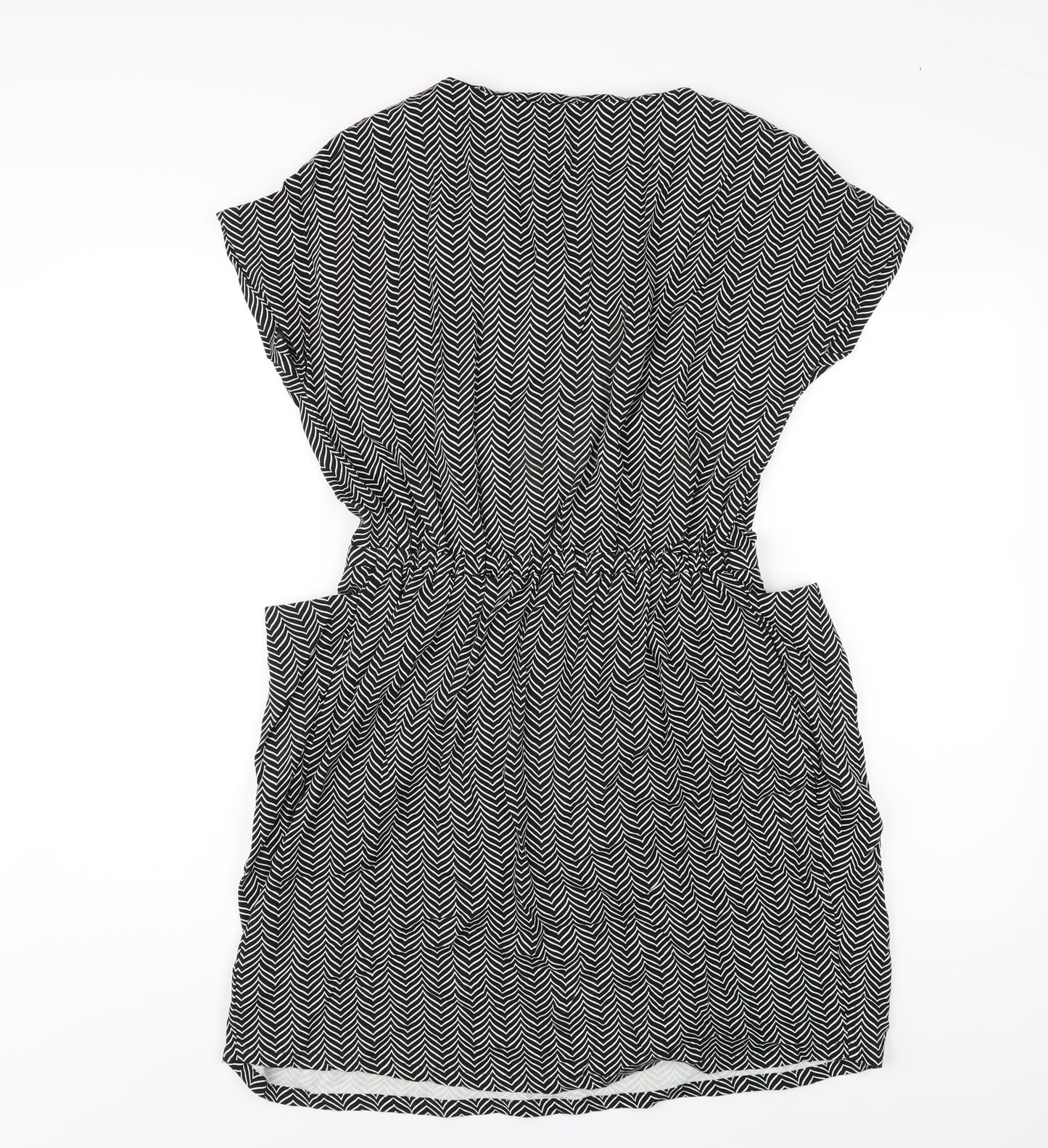 NEXT Womens Black Chevron Viscose A-Line Size 12 V-Neck Pullover