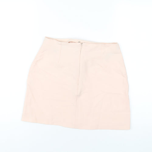 Missguided Womens Pink Polyester A-Line Skirt Size 8 Zip