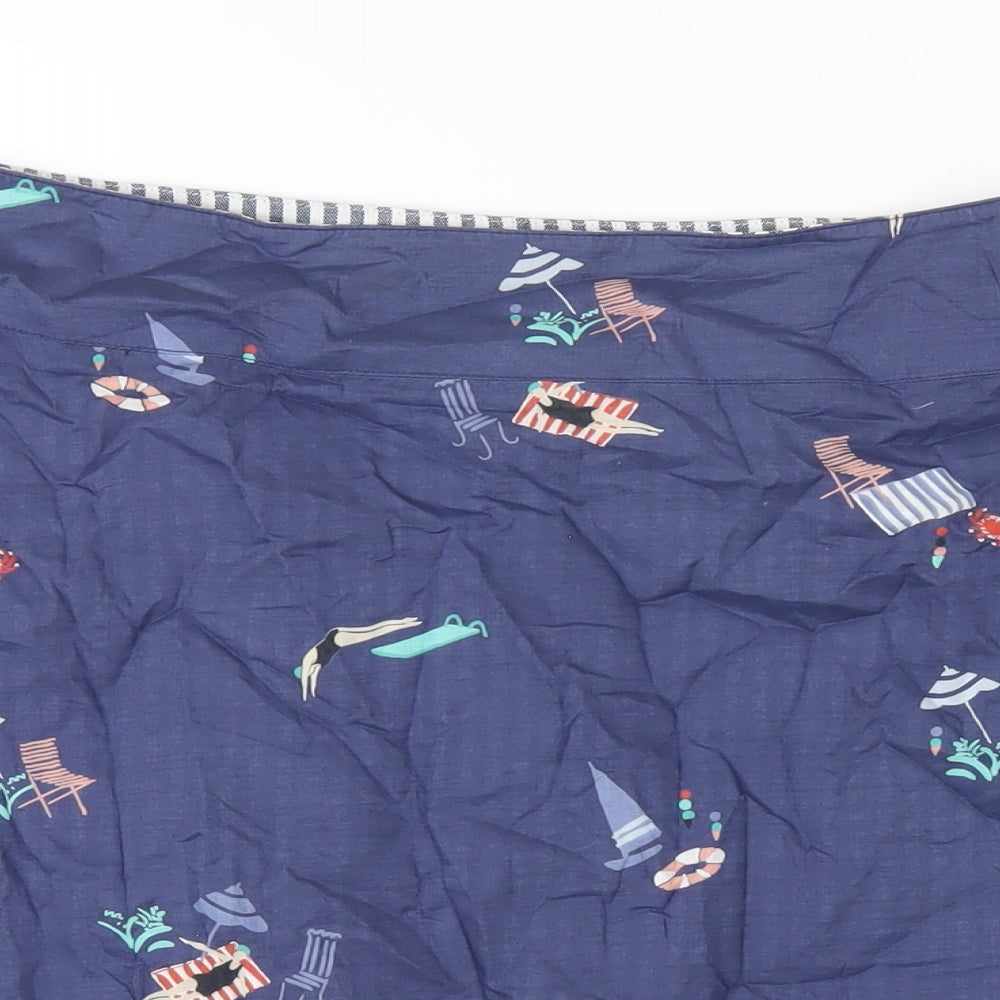 White Stuff Womens Black Geometric Cotton A-Line Skirt Size 18 Zip