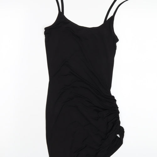 PRETTYLITTLETHING Womens Black Polyester Bodycon Size 8 Scoop Neck Pullover