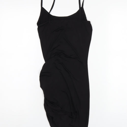 PRETTYLITTLETHING Womens Black Polyester Bodycon Size 8 Scoop Neck Pullover