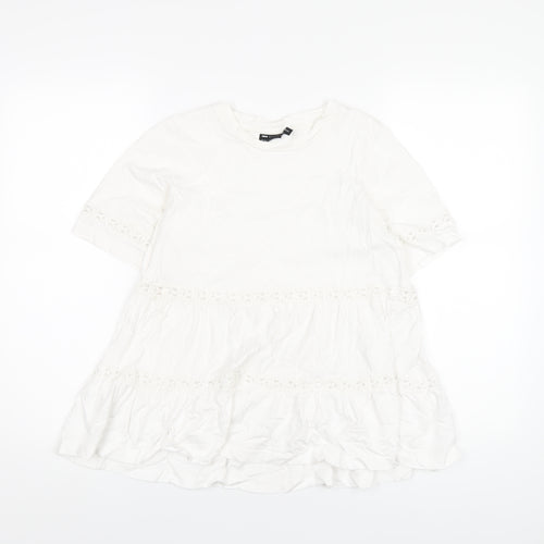 ASOS Womens White Cotton Basic T-Shirt Size 8 Round Neck