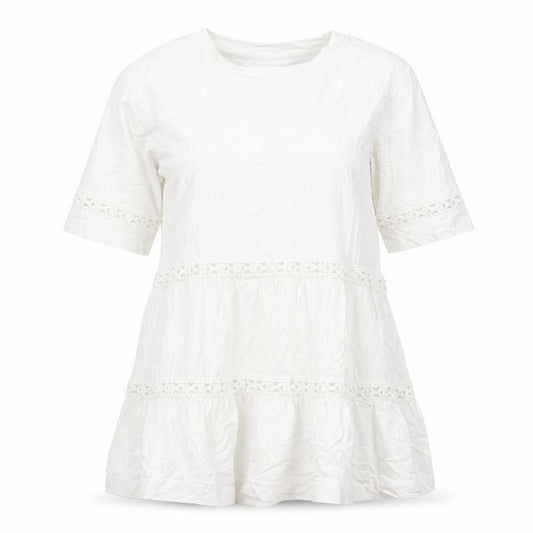 Front view of ASOS women’s white cotton basic t-shirt, size UK 8, round neck