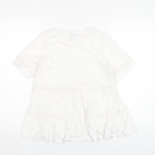ASOS Womens White Cotton Basic T-Shirt Size 8 Round Neck