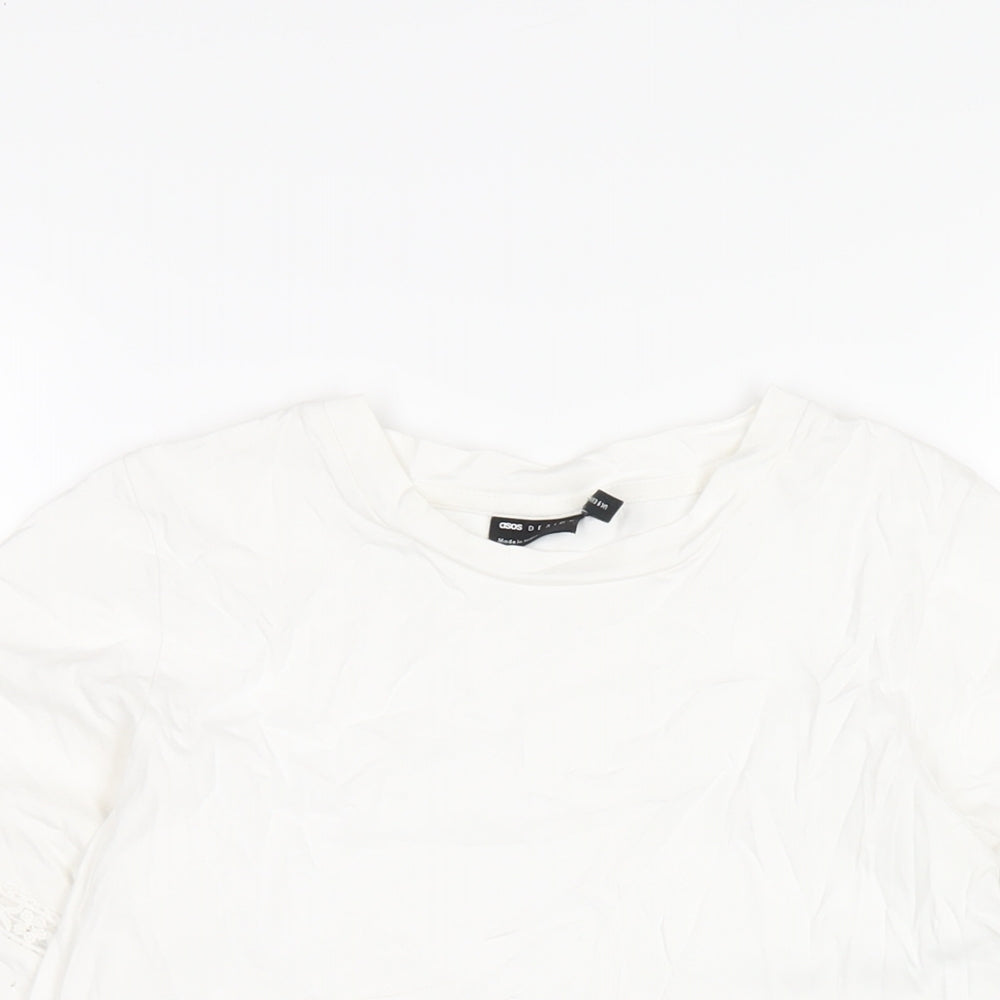 ASOS Womens White Cotton Basic T-Shirt Size 8 Round Neck