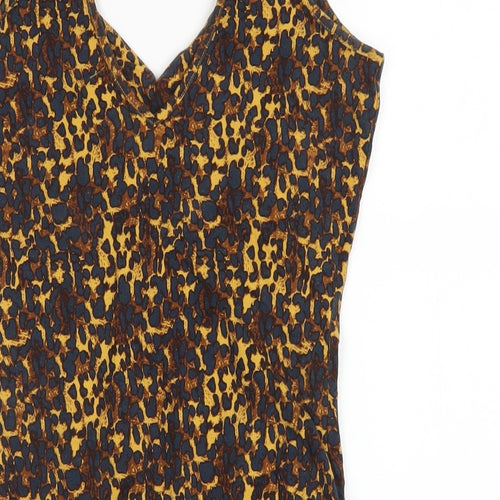 River Island Womens Brown Animal Print Cotton Bodysuit One-Piece Size 10 Snap
