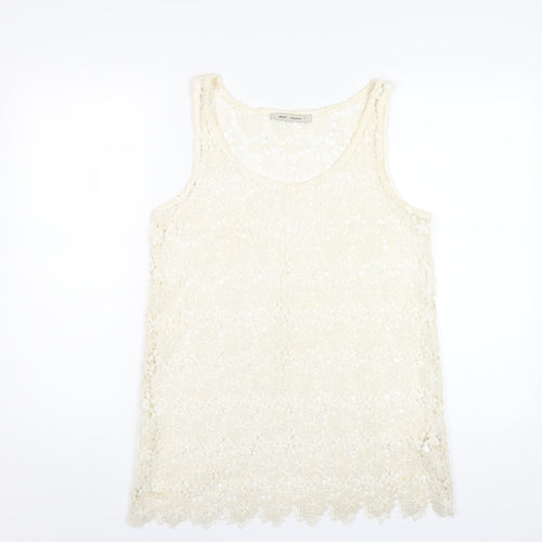 NEXT Womens Ivory Polyester Basic Tank Size 8 Scoop Neck