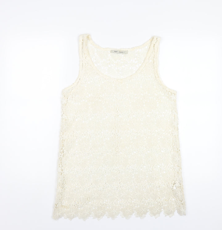 NEXT Womens Ivory Polyester Basic Tank Size 8 Scoop Neck